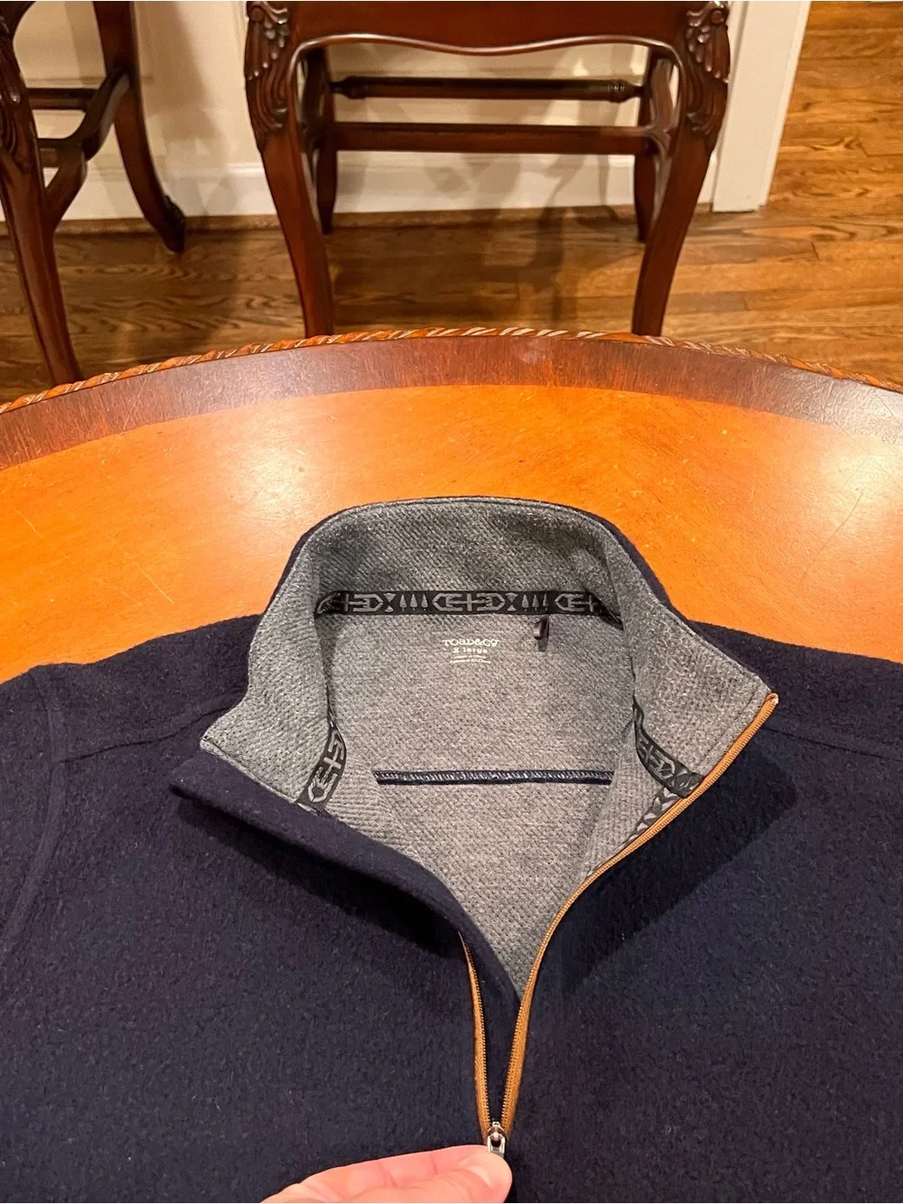 Toad & Co. Men’s Kennicott Wool Blend 1/4 Zip Sweater‎ Navy Blue XL Pullover